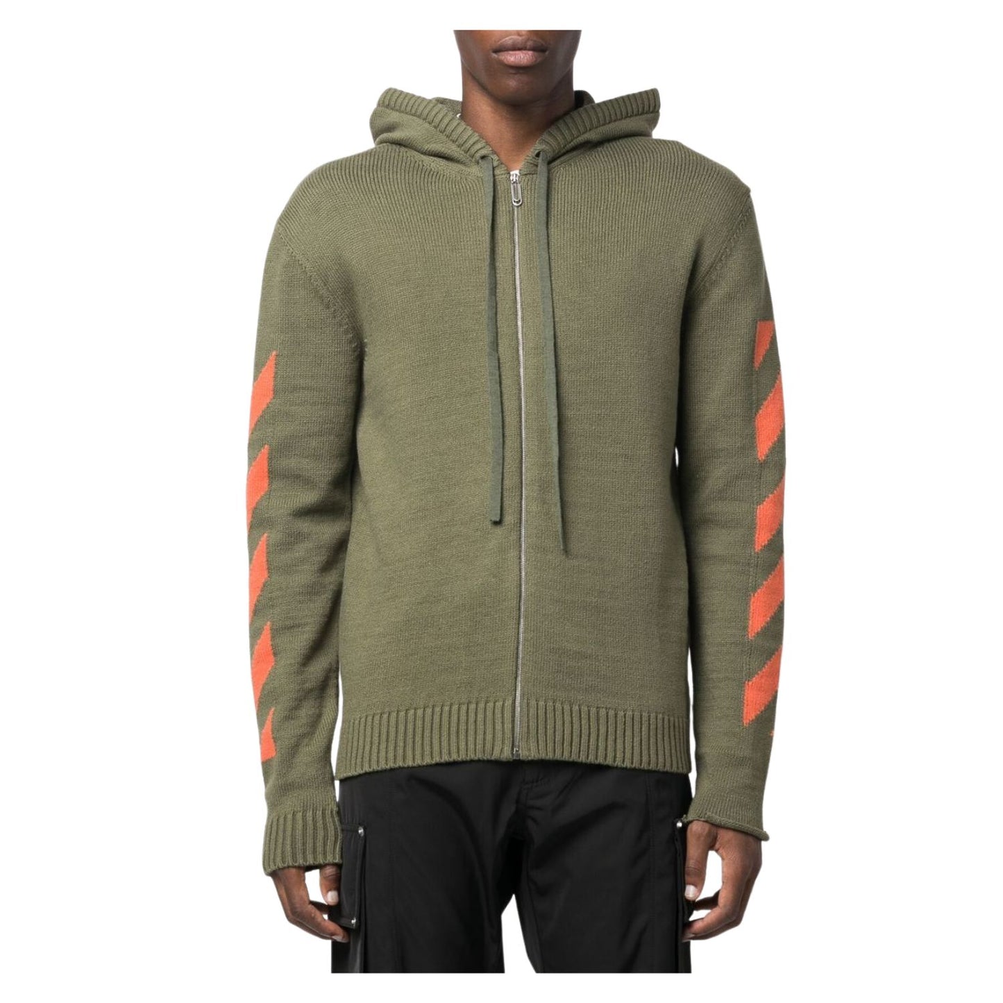 Off-white Diag Arrow Knit Zip Hoodie Mens Style : Omha080f22kni00