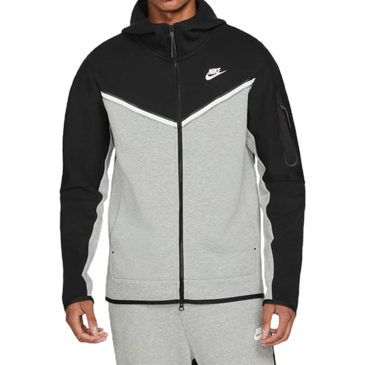 Nike Tech Fleece Full Zip Hoodie Black/Dark Grey Heather/White