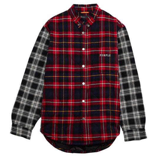 Purple-brand Quilted Plaid Shirt Mens Style : P313-qpre122