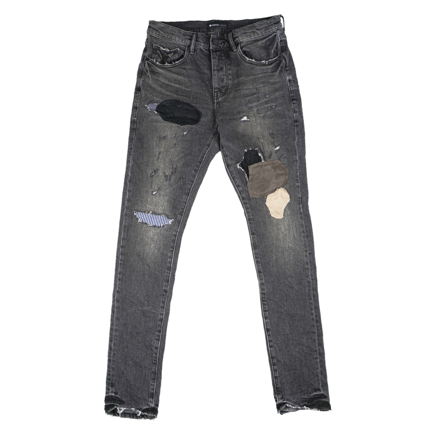 Purple-brand Worn Patchwork Jeans Mens Style : P001-wbpw222